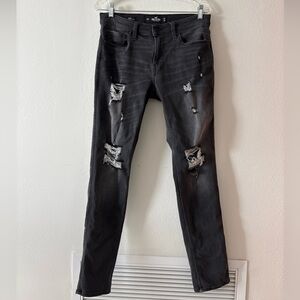 Hollister Men’s Black Distressed Skinny Jeans 31x32
